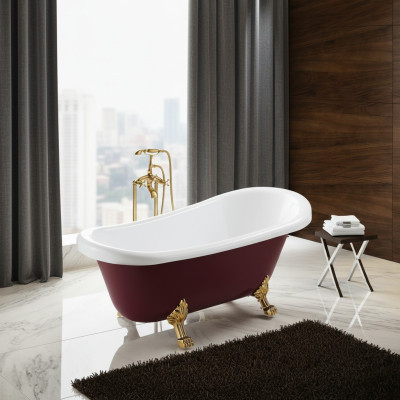 Baño Bañera Bañera independiente Rojo Moderno Cuarto de baño