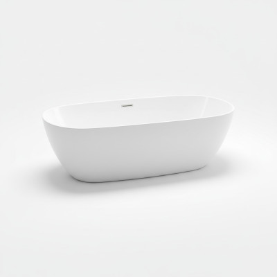 Bañera independiente de acrílico para baño en pie, color blanco.