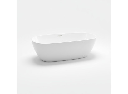 Bañera independiente de acrílico para baño en pie, color blanco.