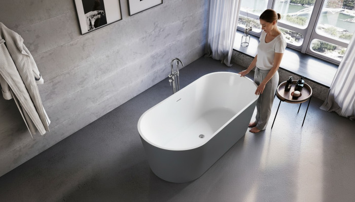 Baño Bañera Acrílico Bañera independiente Gris