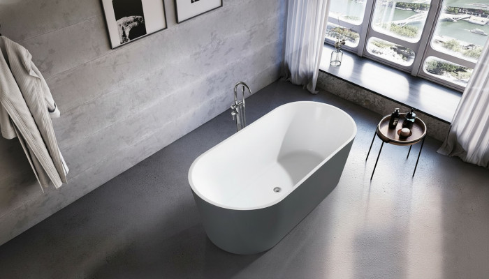 Baño Bañera Acrílico Bañera independiente Gris