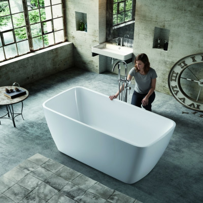 Baño bañera acrílica blanca bañera independiente contemporánea