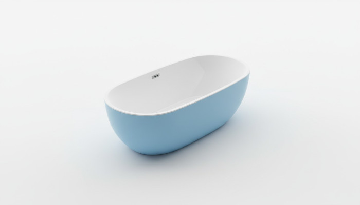 Baño de pie Bañera independiente Bañera contemporánea Azul Ovalada