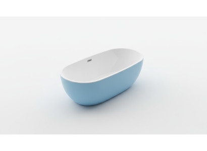 Baño de pie Bañera independiente Bañera contemporánea Azul Ovalada