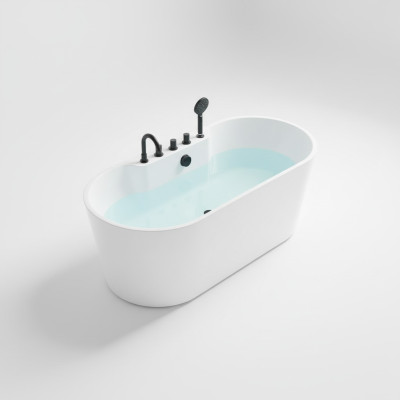 Bañera contemporánea de acrílico, bañera independiente de baño blanco.