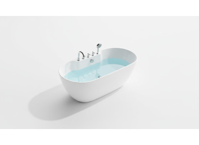 Bañera independiente ovalada de acrílico para baño, bañera de pie ovalada blanca.
