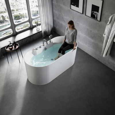 Bañera independiente Baño Acrílico Bañera Bañera Blanca Contemporánea