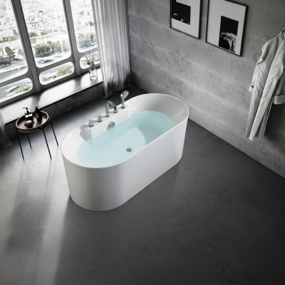 Bañera independiente Baño Acrílico Bañera Bañera Blanca Contemporánea