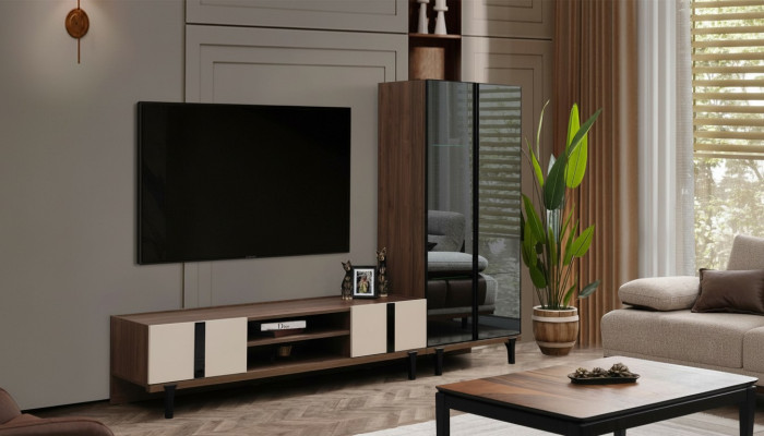 Conjunto de sala de estar de diseñador Soporte de TV noble Lujoso mueble bajo de 2 piezas