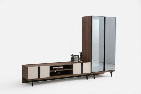 Conjunto de sala de estar de diseñador Soporte de TV noble Lujoso mueble bajo de 2 piezas