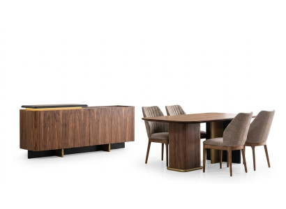 Conjunto de comedor Grupo de comedor Mesa de comedor Sillas Madera 8 piezas Marrón Aparador