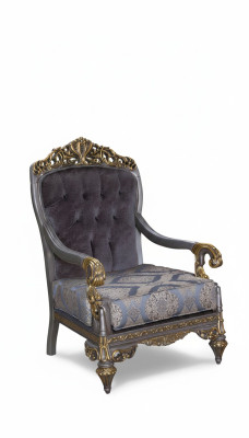 Elegante silla clásica con patrones decorativos en diseño Chesterfield.