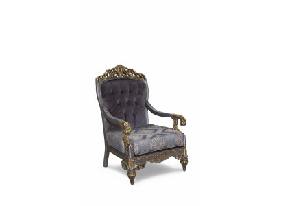 Elegante silla clásica con patrones decorativos en diseño Chesterfield.