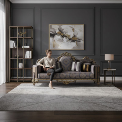 Sofá de estilo clásico con diseño Chesterfield para la sala de estar.
