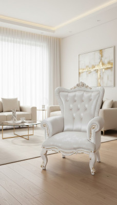 Sillón Blanco Salón Textil Diseño Chesterfield Estilo Italiano