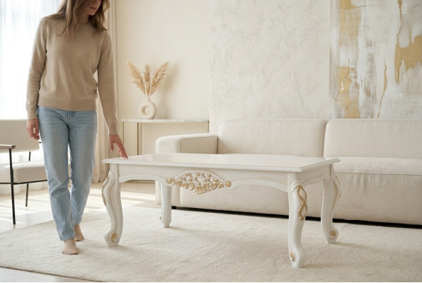 Mesa de centro de lujo Mesa auxiliar de madera clásica Mesa de madera auxiliar 130x80
