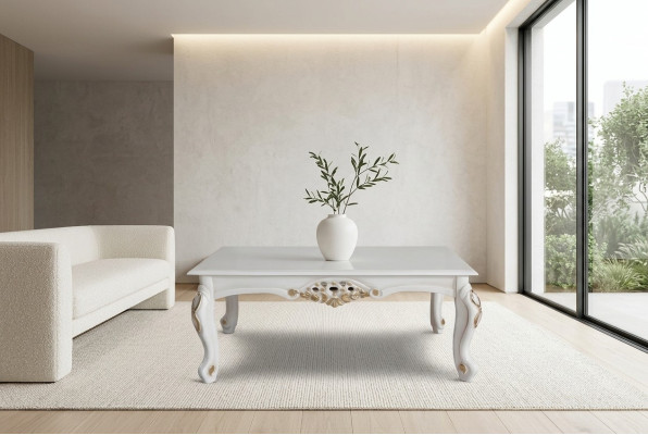 Mesa de centro de lujo Mesa auxiliar de madera clásica Mesa de madera auxiliar 130x80