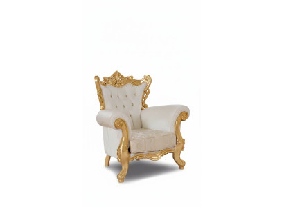 Sillón Chesterfield Blanco Sofá 1 Plaza Madera Textil Tapizado Nuevo