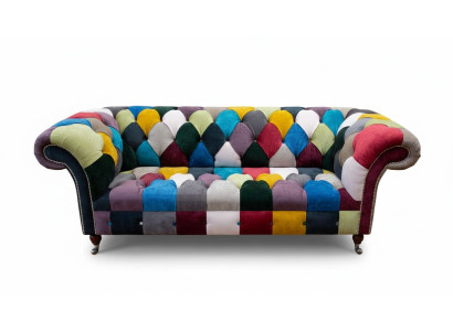 Sofá Chesterfield diseño tapizado multicolor asiento textil sofá sala de estar