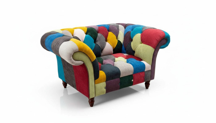 Sillón diseño Chesterfield Lounge Multicolor Sofá individual 130cm Nuevo.
