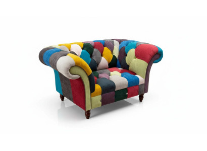 Sillón diseño Chesterfield Lounge Multicolor Sofá individual 130cm Nuevo.