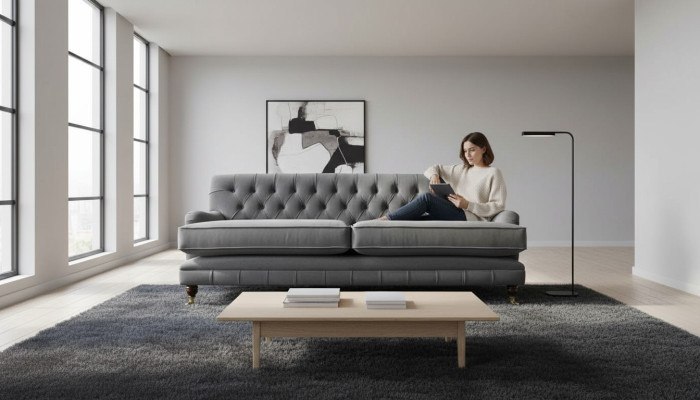 Sofá 3 plazas sofá Art déco tres plazas Nuevo Textil Lujo Sofá Tapizado