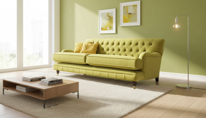 Sofá Chesterfield tapizado 3 plazas amarillo Amarillo Sofás Coches