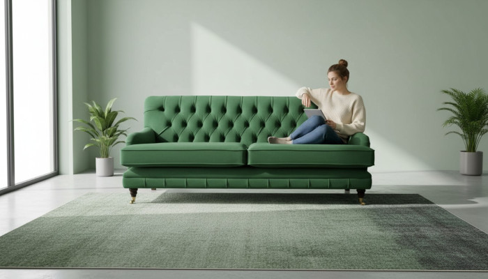 Chesterfield sofá de 3 plazas, diseñador, sofá, tapizado, sofá de lujo, tela.