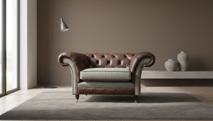 Chesterfield sillón orejero gris juego de sofás sillón sofá sofá de cuero nuevo