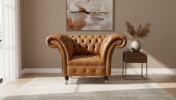 Silla Orejera Asiento Tela de lujo Clásico Chesterfield del salón.