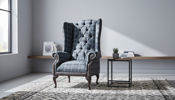 Sillón Chesterfield con orejas Sillón Sofá de 1 plaza Sofá Textil Sillones Tela