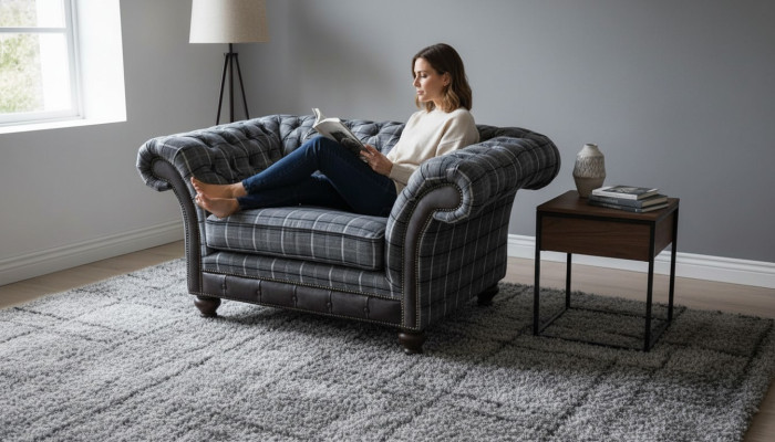 Chesterfield sillón sofá de 1 plaza tela tela sofás tapizados de tela nuevos