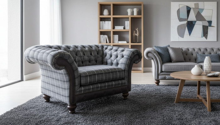 Chesterfield sillón sofá de 1 plaza tela tela sofás tapizados de tela nuevos