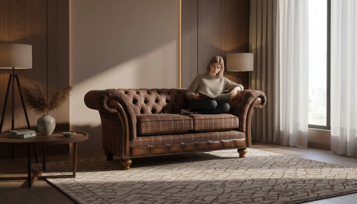 Chesterfield de dos plazas Mueble Sofá de 2 plazas Sofá Lounge Acolchado Couches