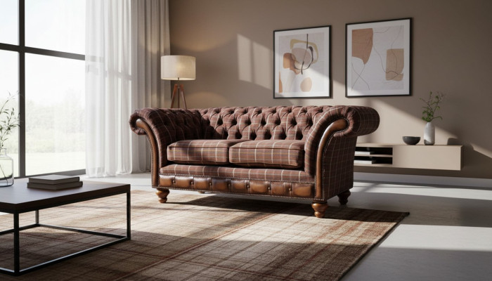 Chesterfield de dos plazas Mueble Sofá de 2 plazas Sofá Lounge Acolchado Couches