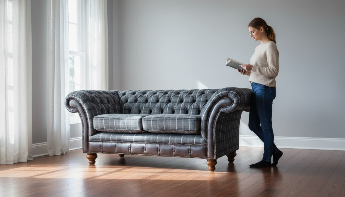 Diseño Chesterfield Textil Lujo 2 plazas Sofá tapizado de tela nuevo