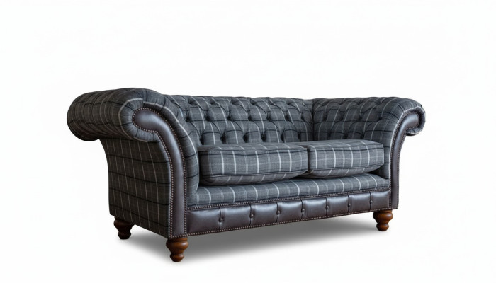 Diseño Chesterfield Textil Lujo 2 plazas Sofá tapizado de tela nuevo