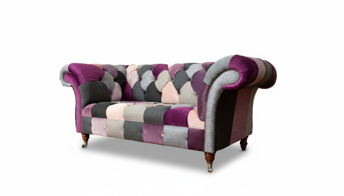 Sofá de tela Chesterfield Sofá Tapizado Diseño 2 plazas Sofás de tela gris