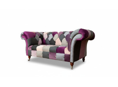 Sofá de tela Chesterfield Sofá Tapizado Diseño 2 plazas Sofás de tela gris