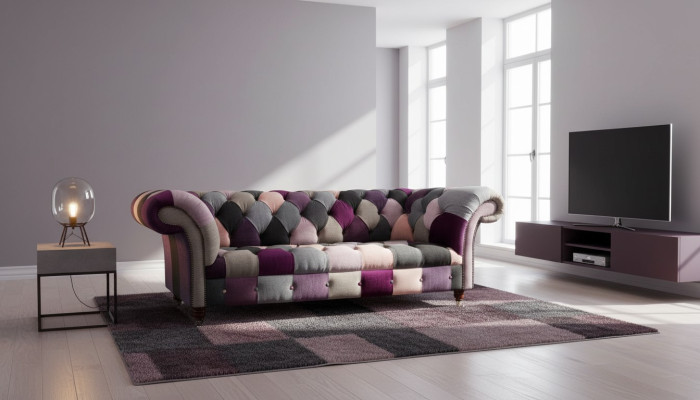 Diseño de sofá acolchado de lujo Chesterfield Verde Tela de 3 plazas