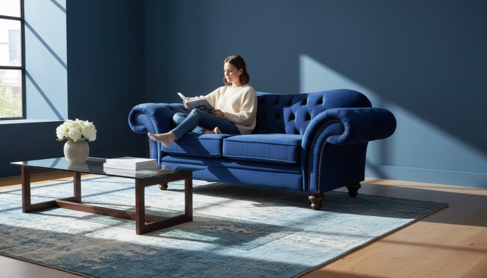 Sofá diseño Chesterfield 2 plazas lujo clásico en tela