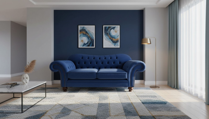 Sofá diseño Chesterfield 2 plazas lujo clásico en tela