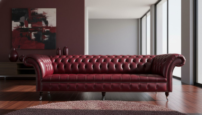 Sofá de diseño moderno de 4 plazas Lujo Clásico Sofás Chesterfield de cuero