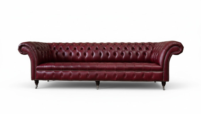 Sofá de diseño moderno de 4 plazas Lujo Clásico Sofás Chesterfield de cuero