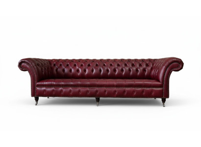 Sofá de diseño moderno de 4 plazas Lujo Clásico Sofás Chesterfield de cuero