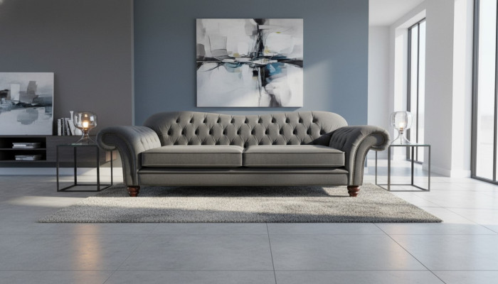 Chesterfield sofá de diseño de tela de 3 plazas Sofá Tapizado de lujo