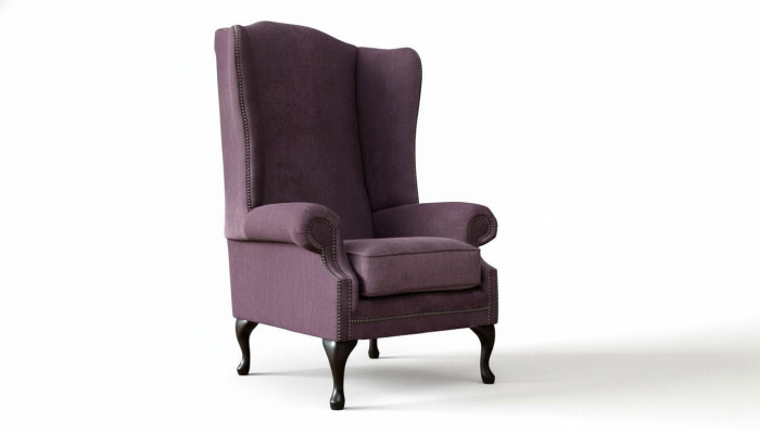 Sillón Chesterfield de tela Lounge Club Acolchado Lila Lujo Sillón de orejas