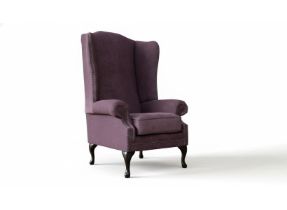 Sillón Chesterfield de tela Lounge Club Acolchado Lila Lujo Sillón de orejas