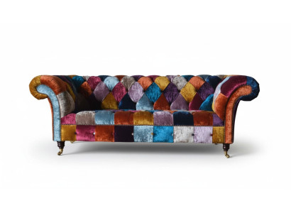 Chesterfield Textil Sofá Sofá Tapizado Sofás Tela de lujo de 3 plazas Diseño