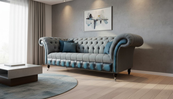 Sofá Chesterfield tapizado Sofás de diseñador Sofá conjunto de tres plazas Gris